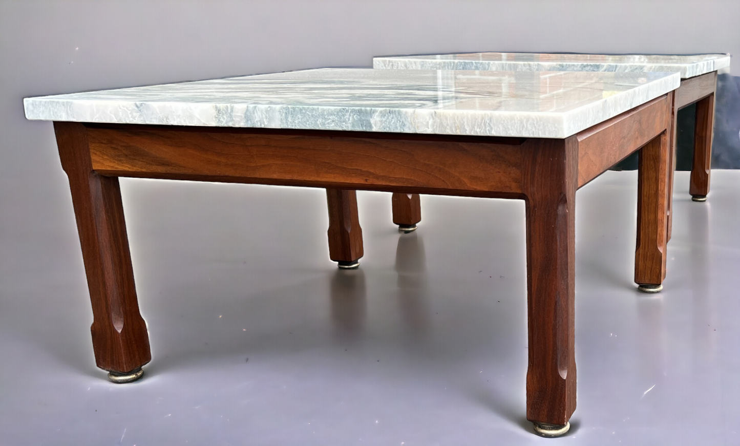 REFINISHED Mid Century Modern Teak Accent Table w Quartzite Top (2 available)