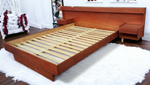REFINISHED Mid Century Modern Teak Bed Queen w Floating Nightstands & Lighting 6