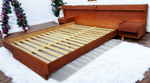 REFINISHED Mid Century Modern Teak Bed Queen w Floating Nightstands & Lighting 8