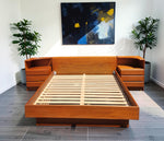 REFINISHED Mid Century Modern Teak Queen Bed w Nightstands 1