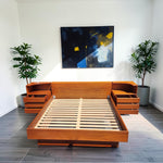 REFINISHED Mid Century Modern Teak Queen Bed w Nightstands 10