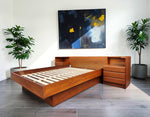 REFINISHED Mid Century Modern Teak Queen Bed w Nightstands 8