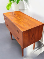 REFINISHED Danish Mid Century Modern Teak Cabinet a 2 Drawers & Mirror 8