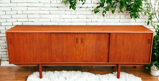 REFINISHED Mid Century Modern Teak Sideboard Credenza 7 ft