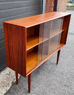 REFINISHED Mid Century Modern Teak Display Bookcase 4 ft 13