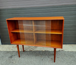 REFINISHED Mid Century Modern Teak Display Bookcase 4 ft 17