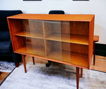 REFINISHED Mid Century Modern Teak Display Bookcase 4 ft 3