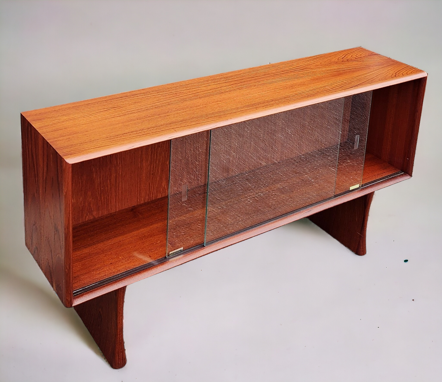 REFINISHED Mid Century Modern Teak Bookcase Display TV Media Console 4 ft