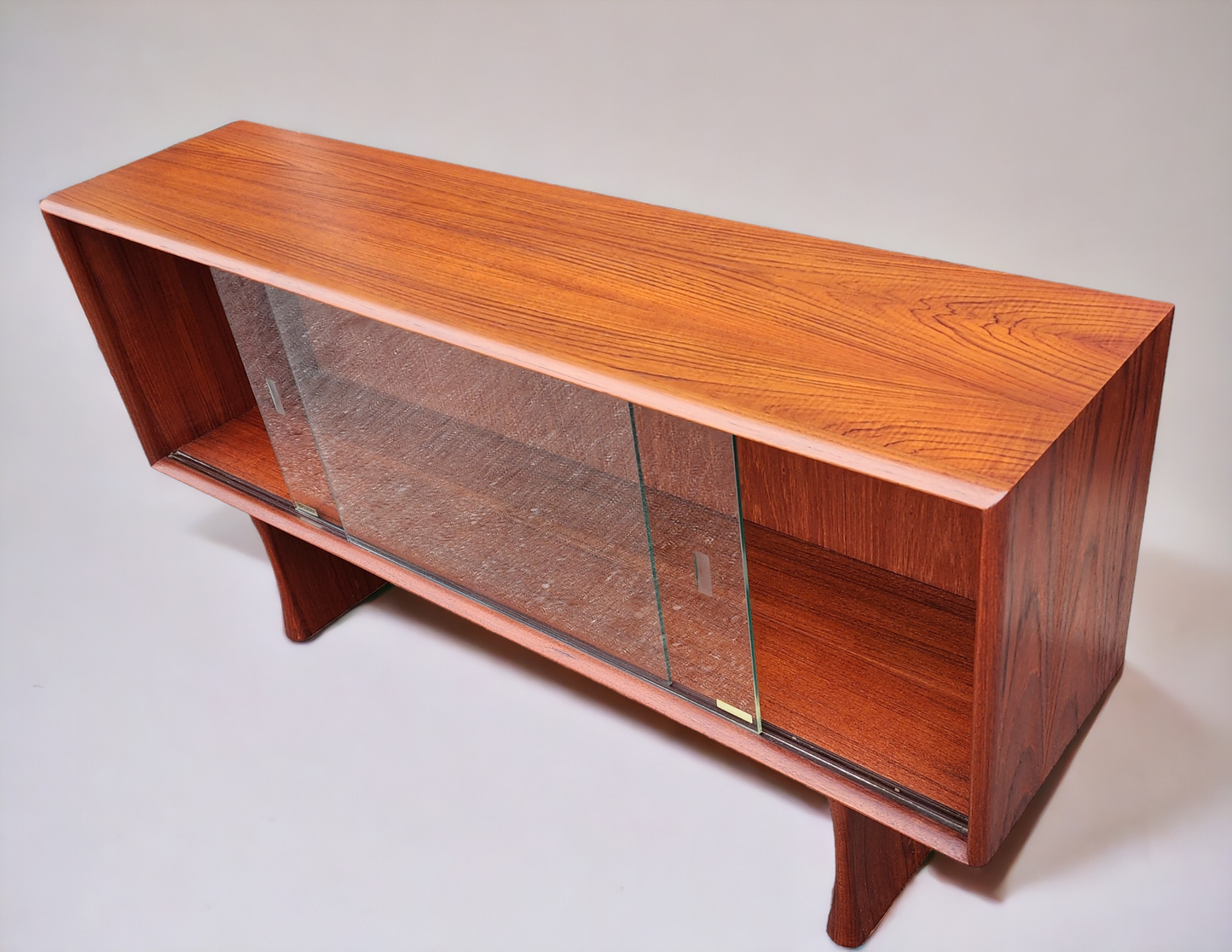 REFINISHED Mid Century Modern Teak Bookcase Display TV Media Console 4 ft