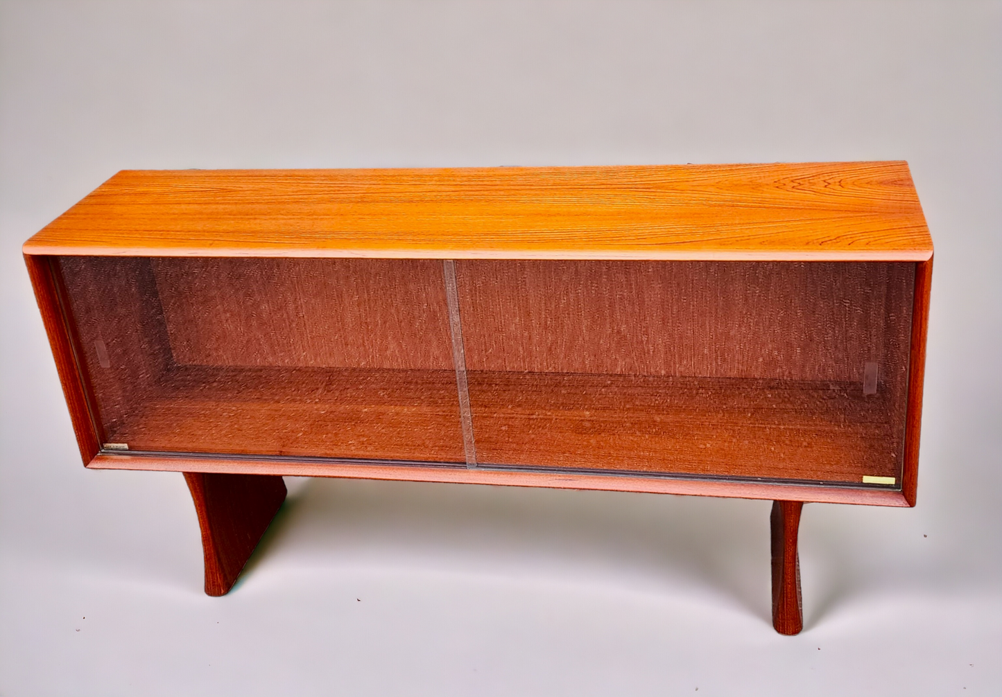 REFINISHED Mid Century Modern Teak Bookcase Display TV Media Console 4 ft