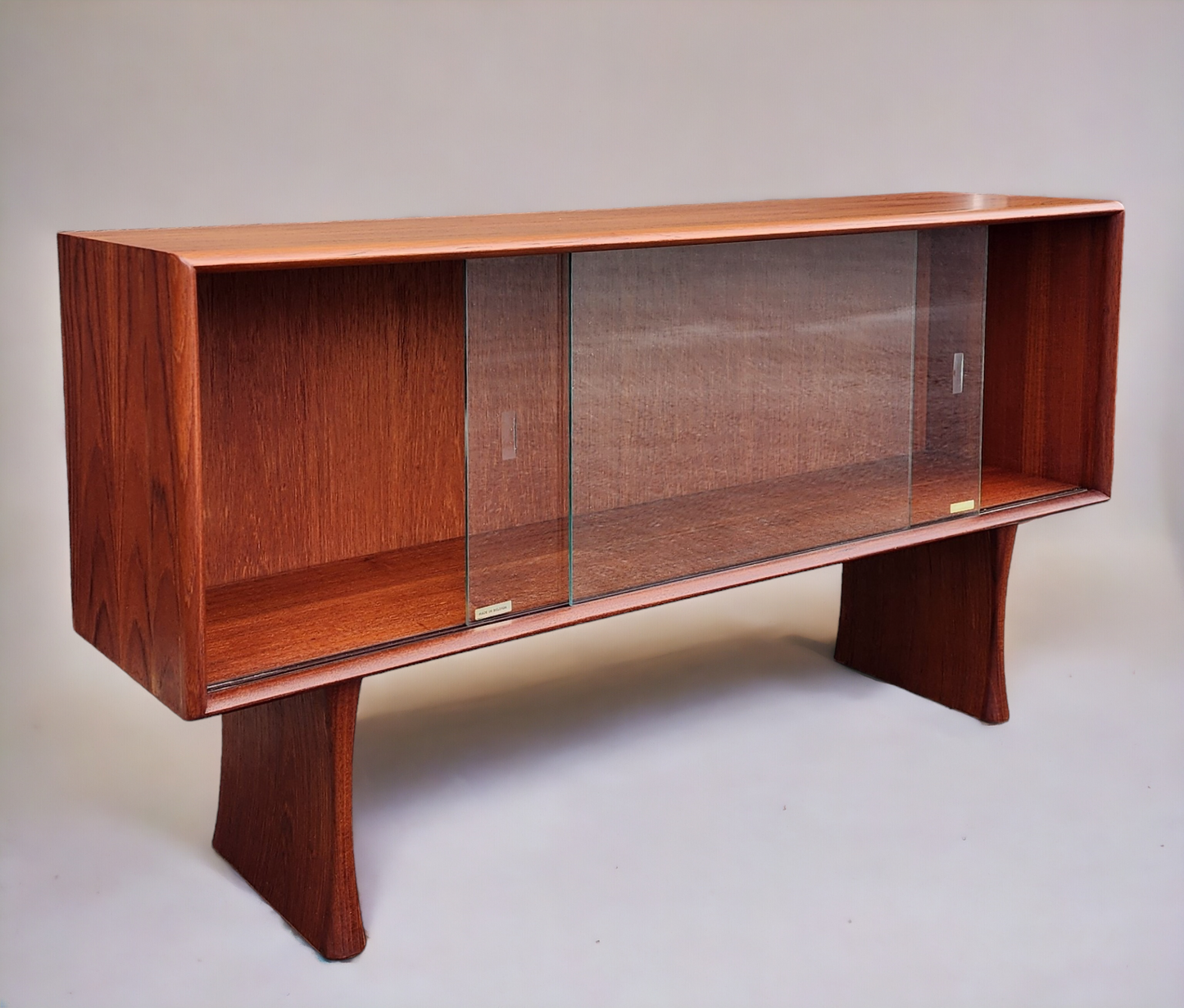 REFINISHED Mid Century Modern Teak Bookcase Display TV Media Console 4 ft