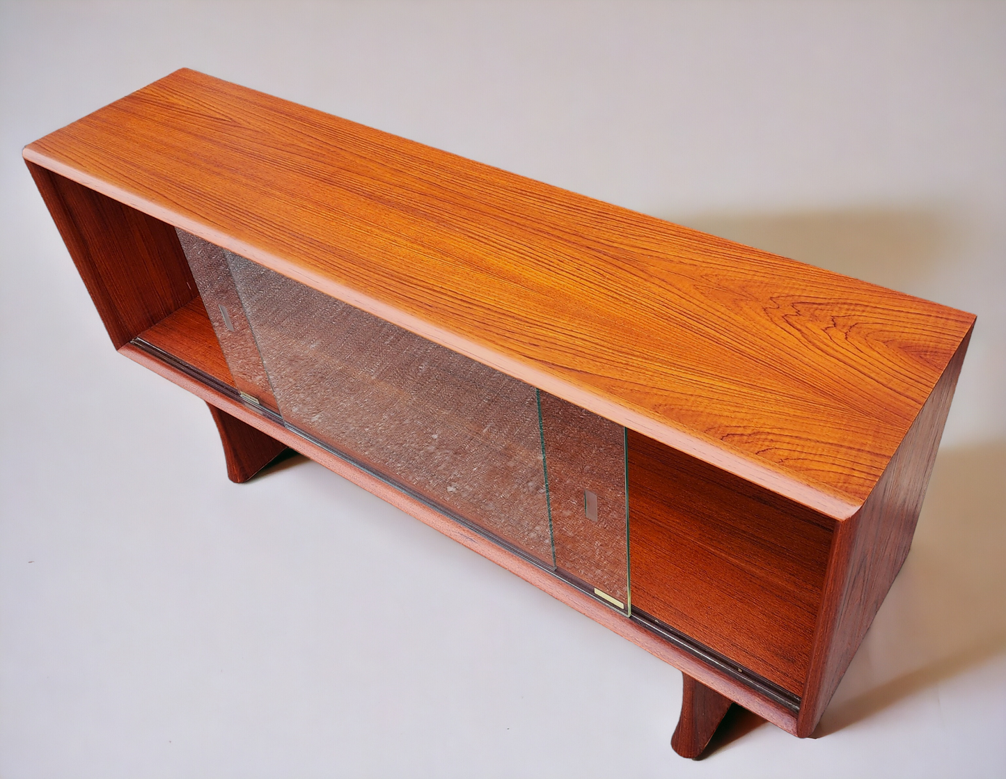 REFINISHED Mid Century Modern Teak Bookcase Display TV Media Console 4 ft