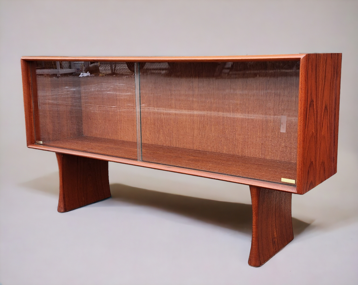 REFINISHED Mid Century Modern Teak Bookcase Display TV Media Console 4 ft