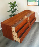 REFINISHED Mid Century Modern Teak Dresser w 6 Drawers 11
