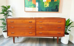 REFINISHED Mid Century Modern Teak Dresser w 6 Drawers 2