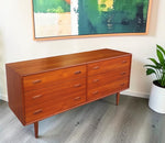 REFINISHED Mid Century Modern Teak Dresser w 6 Drawers 6