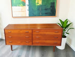REFINISHED Mid Century Modern Teak Dresser w 6 Drawers 8