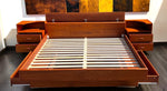 REFINISHED Mid Century Modern Teak King Bed w 2 Night Stands & Storage Drawers 5