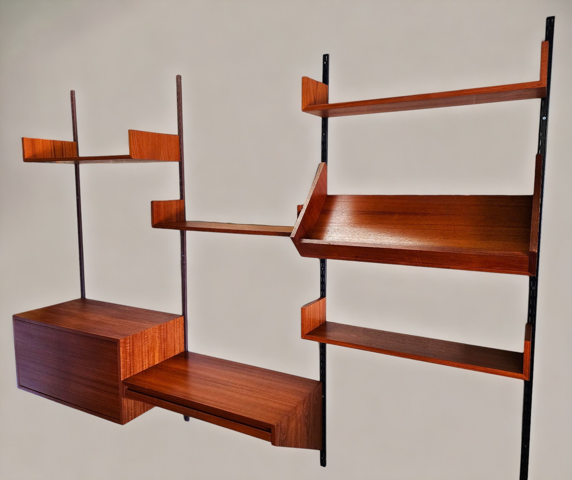 CADO STYLE DANISH MID CENTURY MODERN TEAK MODULAR WALL UNIT WITH ...