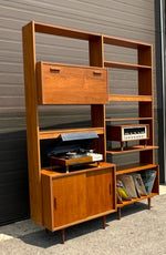 REFINISHED Mid Century Modern Teak Modular Wall Storage & Display System 3