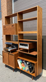 REFINISHED Mid Century Modern Teak Modular Wall Storage & Display System 4