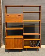 REFINISHED Mid Century Modern Teak Modular Wall Storage & Display System 7