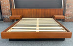 REFINISHED Mid Century Modern Teak Queen Bed w Nightstands & Headboard 1