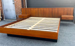 REFINISHED Mid Century Modern Teak Queen Bed w Nightstands & Headboard 10