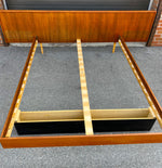 REFINISHED Mid Century Modern Teak Queen Bed w Nightstands & Headboard 12