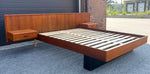 REFINISHED Mid Century Modern Teak Queen Bed w Nightstands & Headboard 5