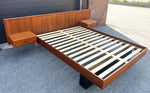 REFINISHED Mid Century Modern Teak Queen Bed w Nightstands & Headboard 6
