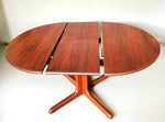 REFINISHED Mid Century Modern Teak Dining Table Round w Self Storing Leaf 9