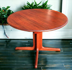 REFINISHED Mid Century Modern Teak Dining Table Round w Self Storing Leaf 10