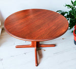REFINISHED Mid Century Modern Teak Dining Table Round w Self Storing Leaf 13