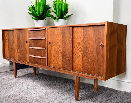 REFINISHED Mid Century Modern Teak Sideboard Narrow 74"