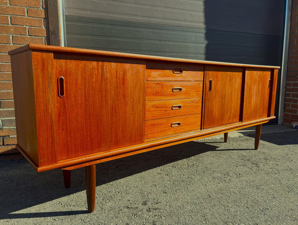 REFINISHED Mid Century Modern Teak Sideboard 7 ft