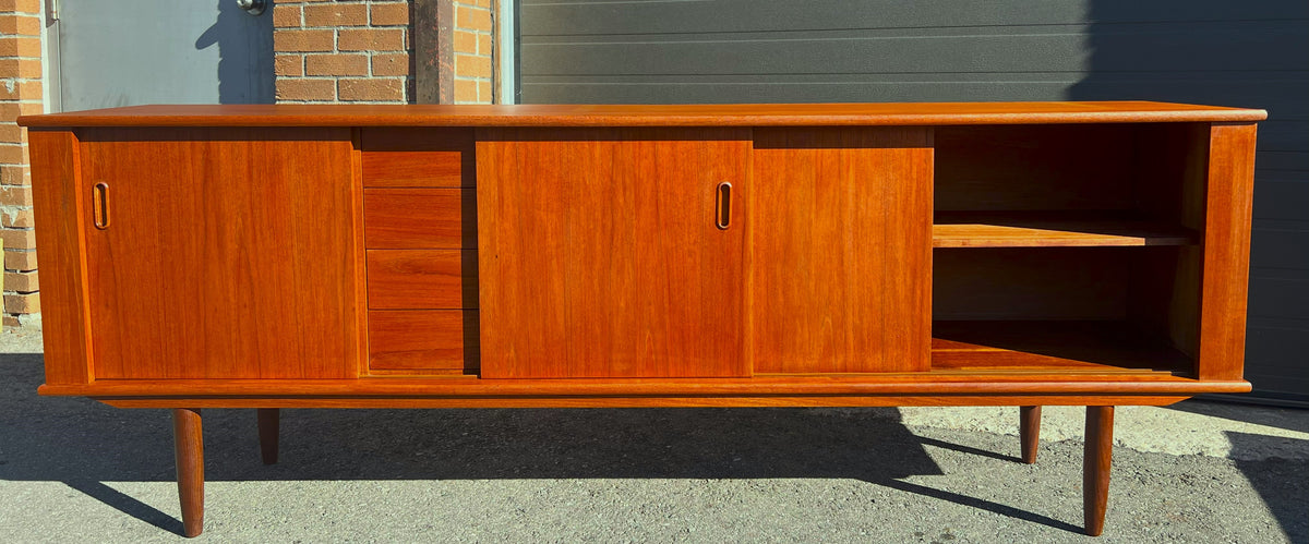 REFINISHED Mid Century Modern Teak Sideboard 7 ft