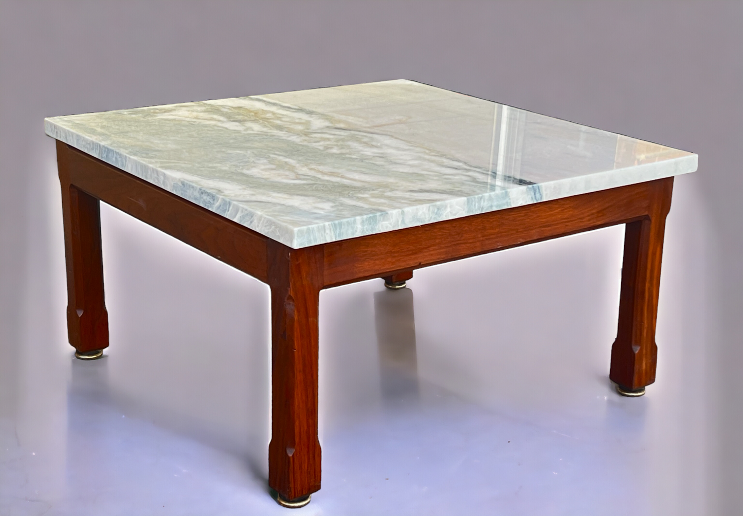 REFINISHED Mid Century Modern Teak Accent Table w Quartzite Top (2 available)