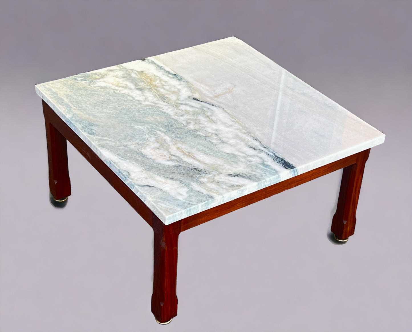 REFINISHED Mid Century Modern Teak Accent Table w Quartzite Top (2 available)