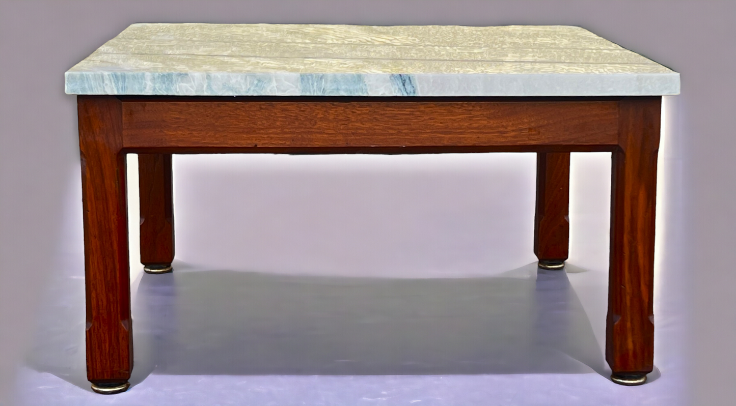 REFINISHED Mid Century Modern Teak Accent Table w Quartzite Top (2 available)