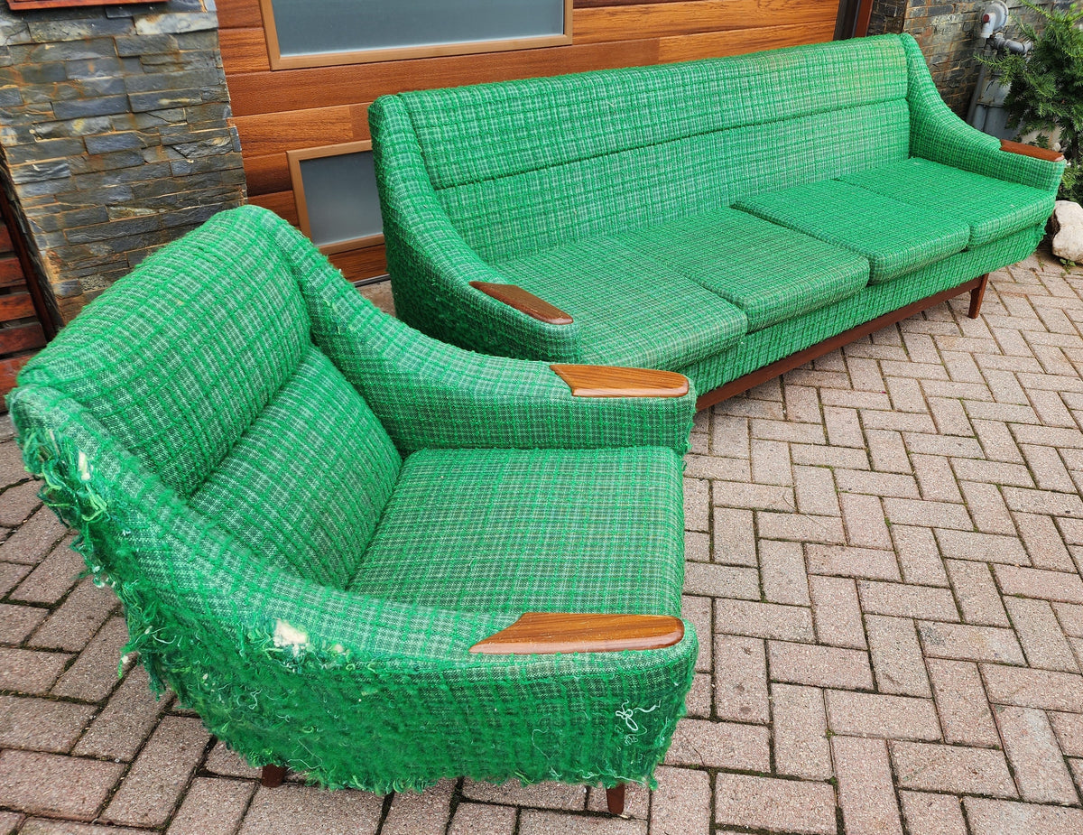 Will be REFINISHED & REUPHOLSTERED Teak Mid Century Modern Sofa-Bed