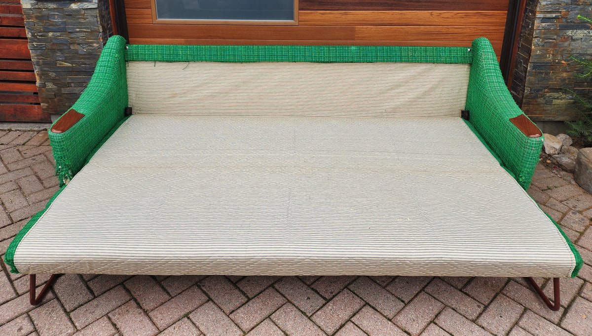 Will be REFINISHED & REUPHOLSTERED Teak Mid Century Modern Sofa-Bed