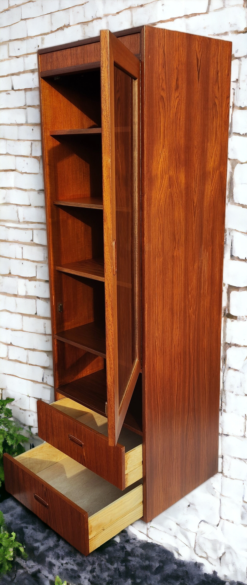 RESTORED Mid Century Modern Teak Tall Cabinet by G Plan with Lighting