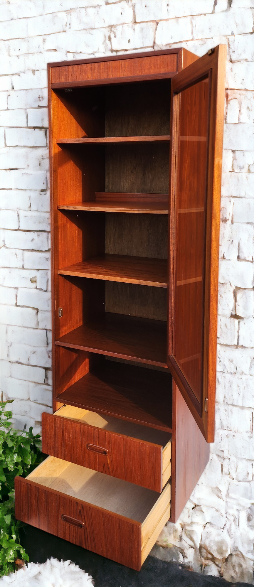 RESTORED Mid Century Modern Teak Tall Cabinet by G Plan with Lighting