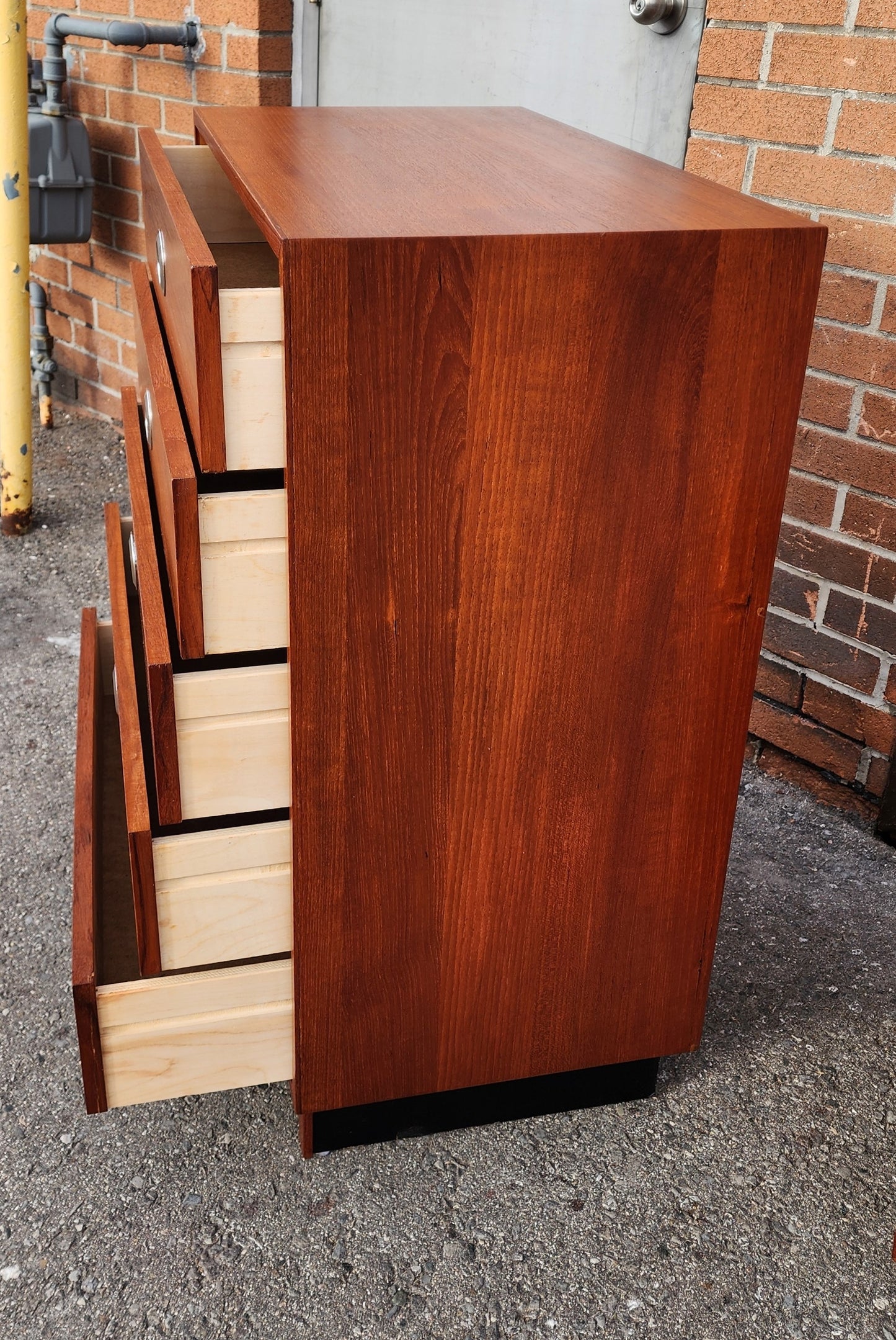 REFINISHED Mid-Century Modern Teak Tallboy Dresser 5 drawers