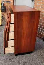 REFINISHED Mid-Century Modern Teak Tallboy Dresser 5 drawers 8