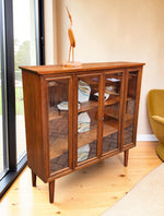RESTORED Mid Century Modern Walnut Cabinet w Glass Doors 11