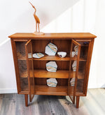 RESTORED Mid Century Modern Walnut Cabinet w Glass Doors 2