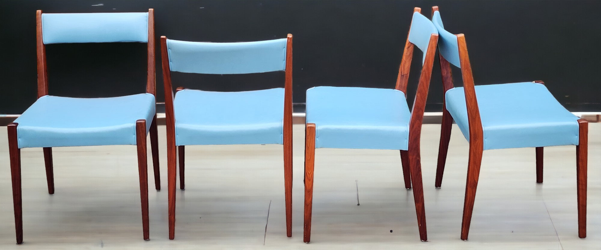 4 RESTORED Mid Century Modern Walnut Dining Chair