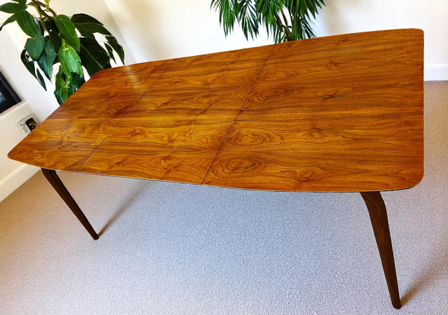 REFINISHED Mid Century Modern Walnut Table w 1 Leaf and 6 Chairs, Børge Mogensen style